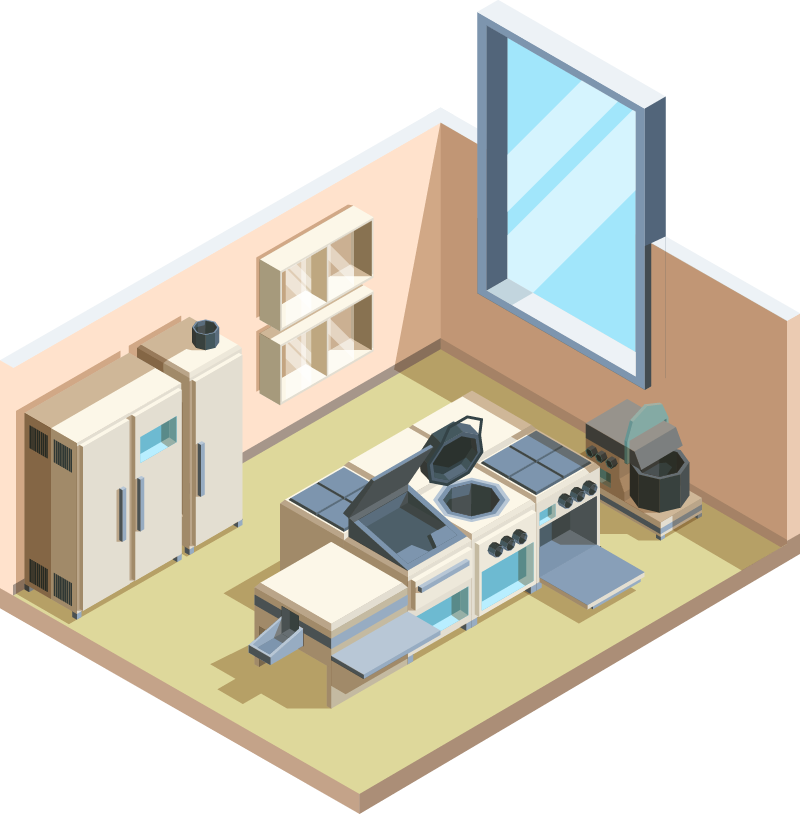 food and beverage office isometric room